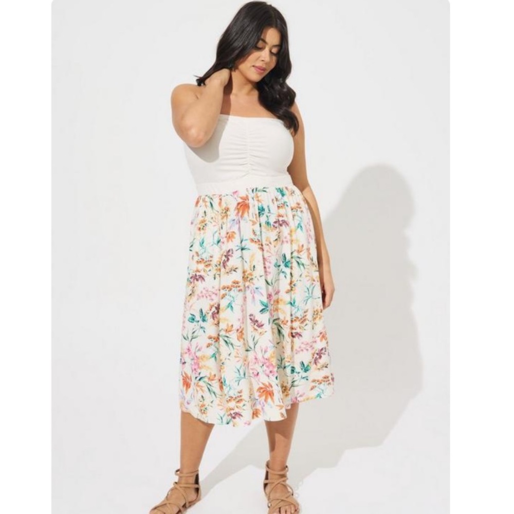 Torrid Midi Jersey Challis Sweetheart Tube Dress 2X